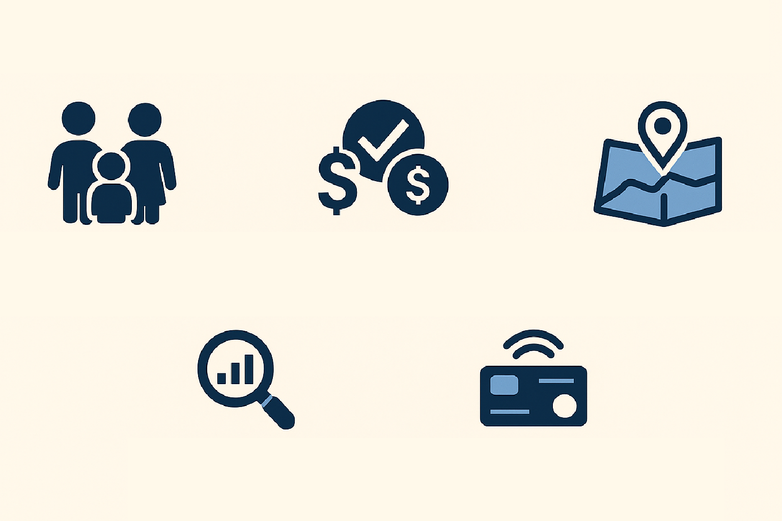 Family using devices at home